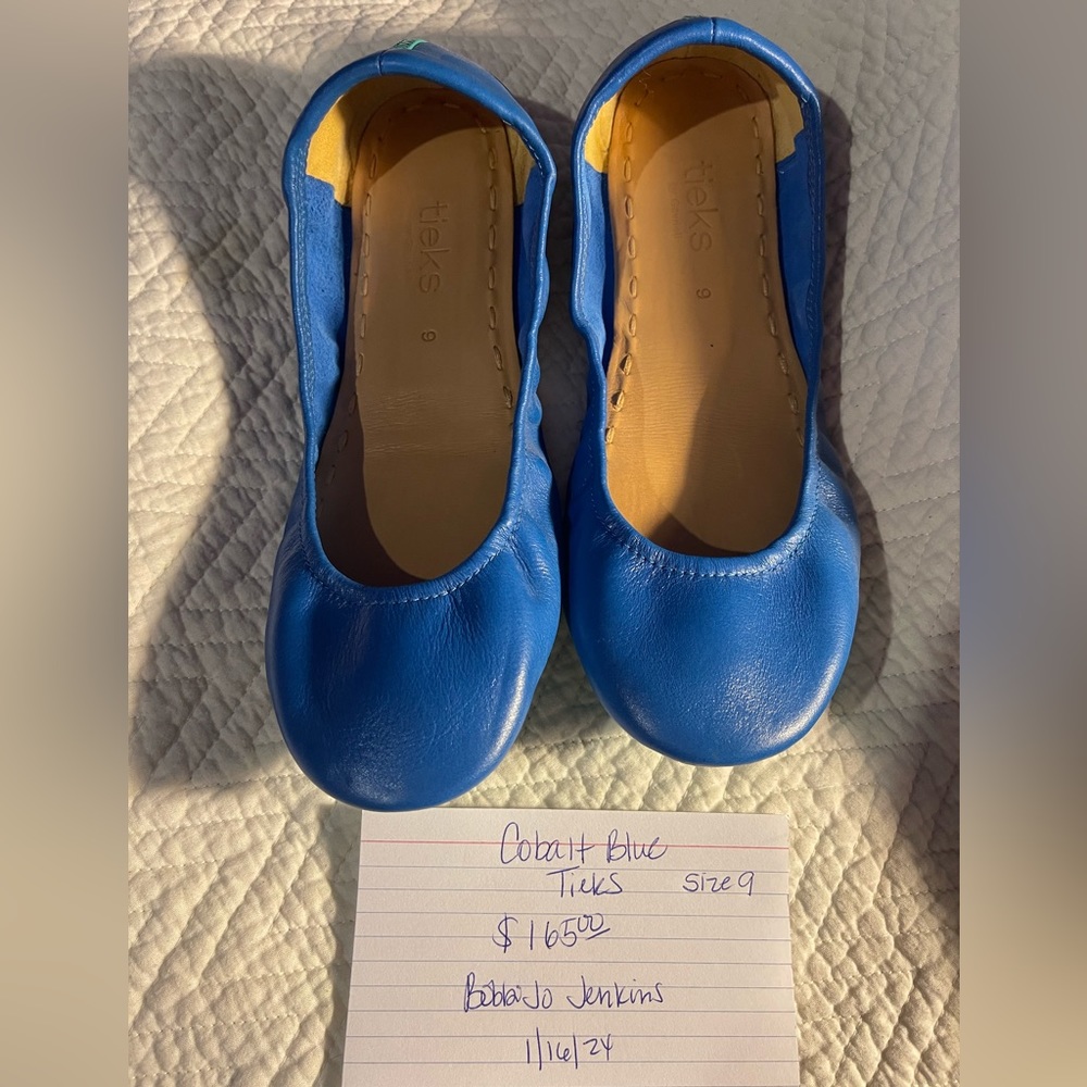 Cobalt Tieks worn only once. Perfect condition. Size 9.
